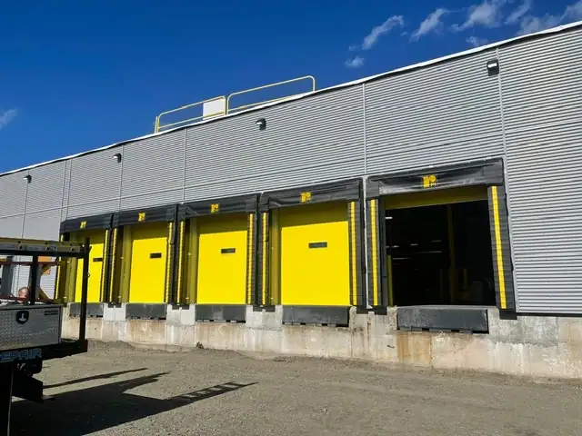 Yellow commercial loading dock doors